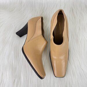 Coup d’Etat Studio Tan Leather Ankle Booties Square Toe Heel Shoes Boot Sz US 7M